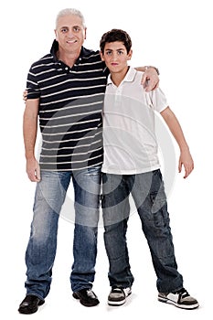 Positive image of a caucasian boy with his father