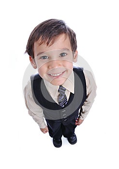 Positive kid in suit