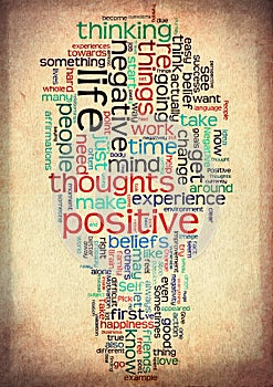 positive life word cloud vintage grunge