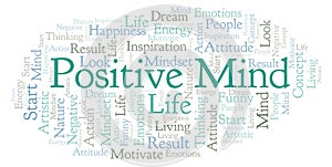 Positive Mind word cloud, made with text only.