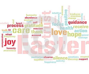 Positive mindfulness easter word cloud concept