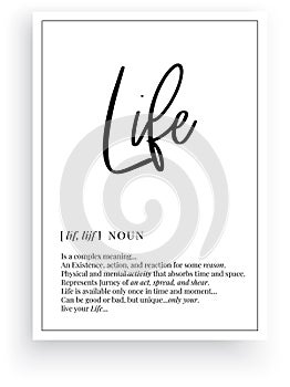 Life definition, Minimalist Wording Design