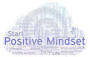 Positive Mindset word cloud, made with text only.