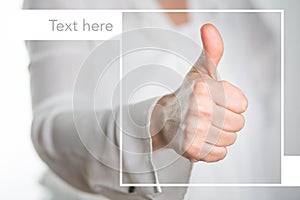 positive mood with thumb up and textfield plus white background