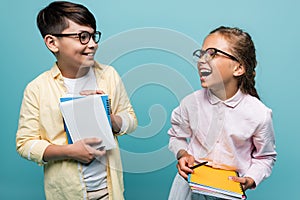 Positive multiethnic schoolkids in eyeglasses 