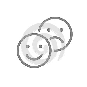 Positive and negative emoji line icon. Level of satisfaction, good and bad emotions, rating symbol