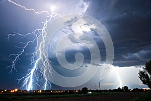 Positive and negative ions attracting to create lightning photo