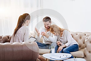 Positive nice couple having a psychological session