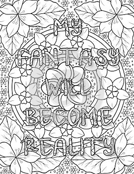 Positive Quotes Coloring Page For Adult