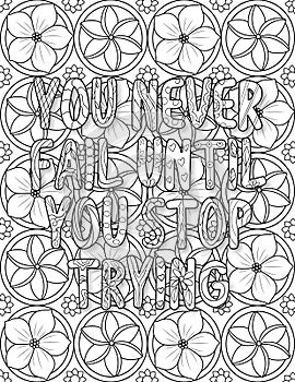 Positive Quotes Coloring Page For Adult