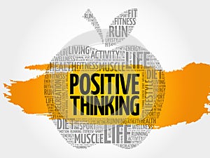 Positive thinking apple word cloud