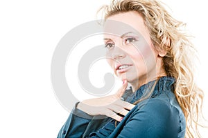 Positive thinking blonde woman