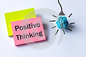 Positive thinking, The concept of optimistic thinking, self-confidence, Positive attitude and open mind, Lettering on colorful