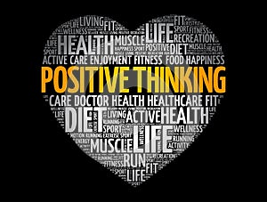 Positive thinking heart word cloud, fitness