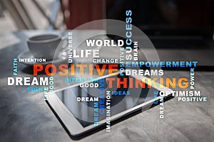 Positive thinking Life change. Business concept. Words cloud.