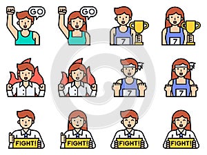 Positive Thinking And Motivation Avatar set 4, vector illustration