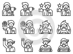 Positive Thinking And Motivation Avatar set 5, vector illustration