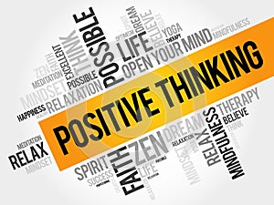 Positive thinking word cloud