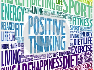 Positive thinking word cloud collage