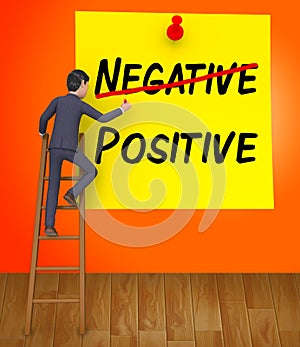 Positive Vs Negative Note Depicting Reflective State Of Mind - 3d Illustration