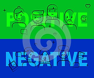 Positive Vs Negative Words Depicting Reflective State Of Mind - 3d Illustration