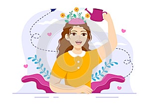 Positives Thoughts Vector Illustration with Thinking Positive as a Mindset in Symbolizing Creativity and Dreams Flat Cartoon