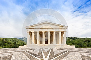 Possagno, Italy. Temple of Antonio Canova with classical colonnade and pantheon design exterior