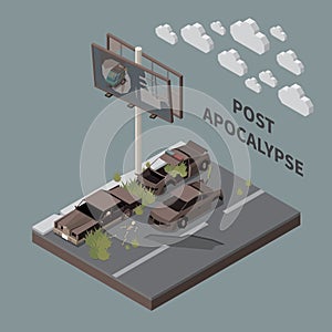 Post Apocalypse City Isometric iIlustration
