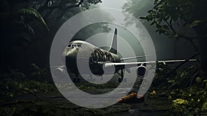 Post-apocalyptic Airplane In Rainforest: A Captivating Blend Of Realism And Ennui