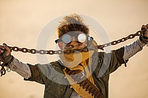 Post-apocalyptic Boy Outdoors in a Wasteland