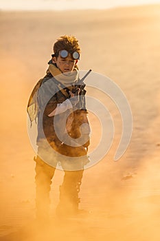 Post Apocalyptic Boy Outdoors in a Wasteland