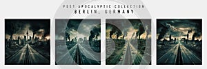 Post Apocalyptic cinematic fictional Berlin, Germany city skyline