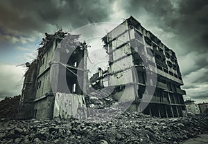 Post-apocalyptic destroyed building