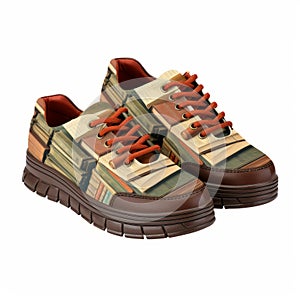Post-apocalyptic Futuristic Men\'s Shoes With Printed Books