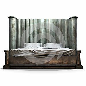 Post-apocalyptic Futuristic Wooden Bed: 3d Jpeg Stock Photo