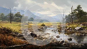 Smokey River In The Mountains: A Stunning Cryengine Landscape Painting photo