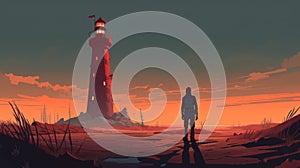 Post-apocalyptic Sunset: The Time Machine Lighthouse photo