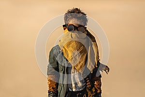 Post-apocalyptic Warrior Boy Outdoors in Desert Wasteland