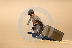 Post-apocalyptic Warrior Boy Outdoors in Desert Wasteland