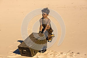 Post-apocalyptic Warrior Boy Outdoors in Desert Wasteland