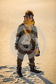 Post-apocalyptic Warrior Boy Outdoors in a Wasteland