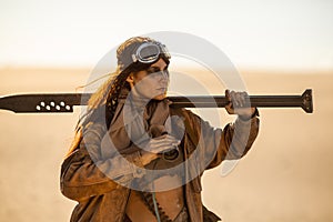 Post-apocalyptic Woman Outdoors in a Wasteland