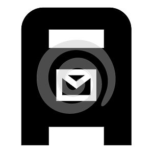 Post box mail postal letterbox mailbox icon black color vector illustration image flat style