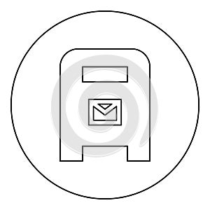 Post box mail postal letterbox mailbox icon in circle round black color vector illustration image outline contour line thin style