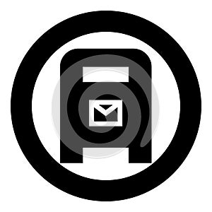 Post box mail postal letterbox mailbox icon in circle round black color vector illustration image solid outline style