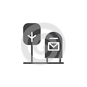 Post box and tree vector icon