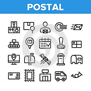 Post Company Collection Elements Icons Set Vector