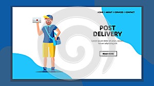 Post Delivery Service Postman With Letter Vector