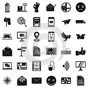 Post dispatch icons set, simple style