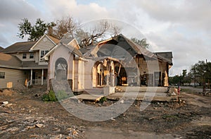 Post hurricane Katrina a flood Damaged home in New Orleans near the 17th Street Canal.